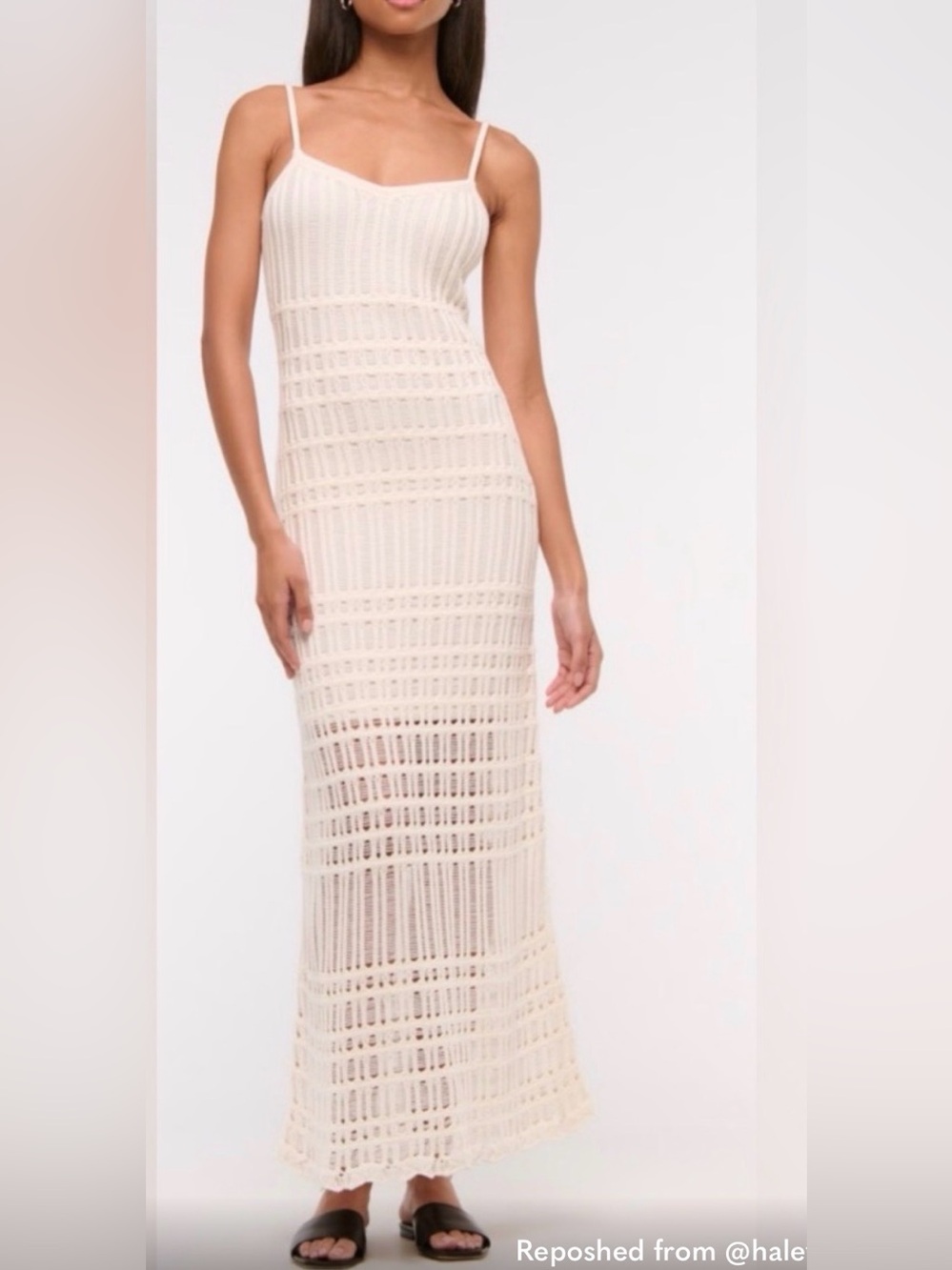 Abercrombie & Fitch Cream Crochet Maxi Dress size Small